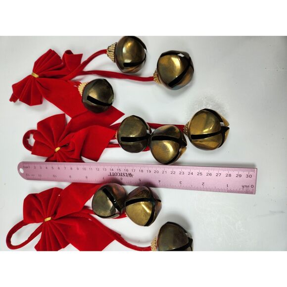 Vintage Inspired Brass Jingle Bell Door Hangers Set of 3 Bells 1.5 in. Diameter - Picture 8 of 8